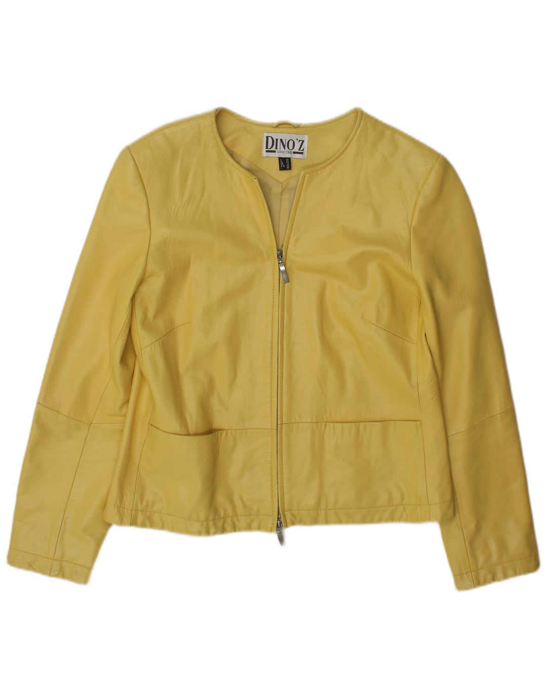 Giacca in pelle con zip da donna DINO' Z UK 12 Pelle gialla media