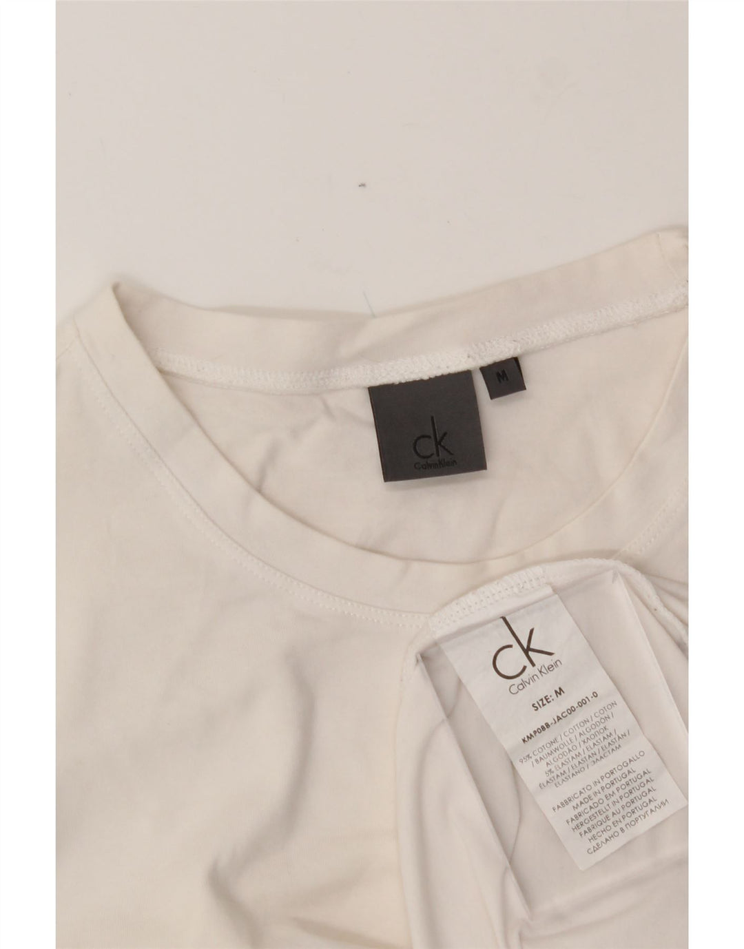 CALVIN KLEIN Womens Graphic T-Shirt Top UK 12 Medium White Cotton Vintage Calvin Klein and Second-Hand Calvin Klein from Messina Hembry 