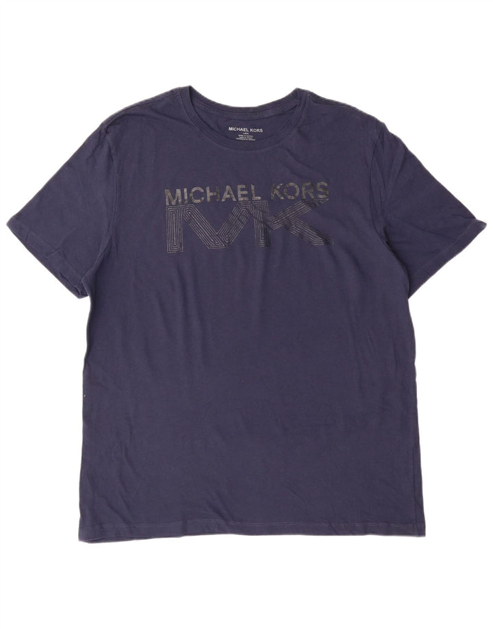 T-shirt grafica da uomo Michael Kors Top grande in cotone blu navy