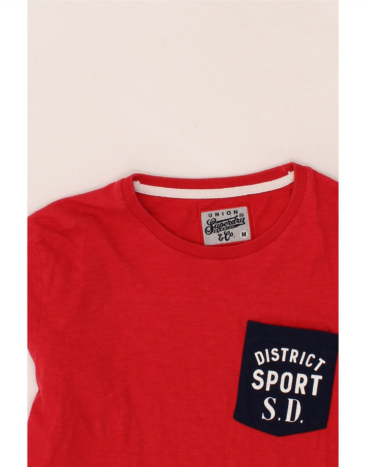 SUPERDRY Mens Graphic T-Shirt Top Medium Red Cotton Vintage Superdry and Second-Hand Superdry from Messina Hembry 