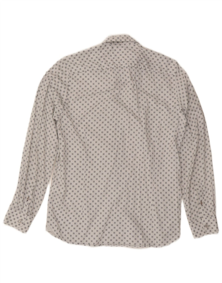 Camicia da uomo Ted Baker taglia 3 cotone geometrico bianco medio
