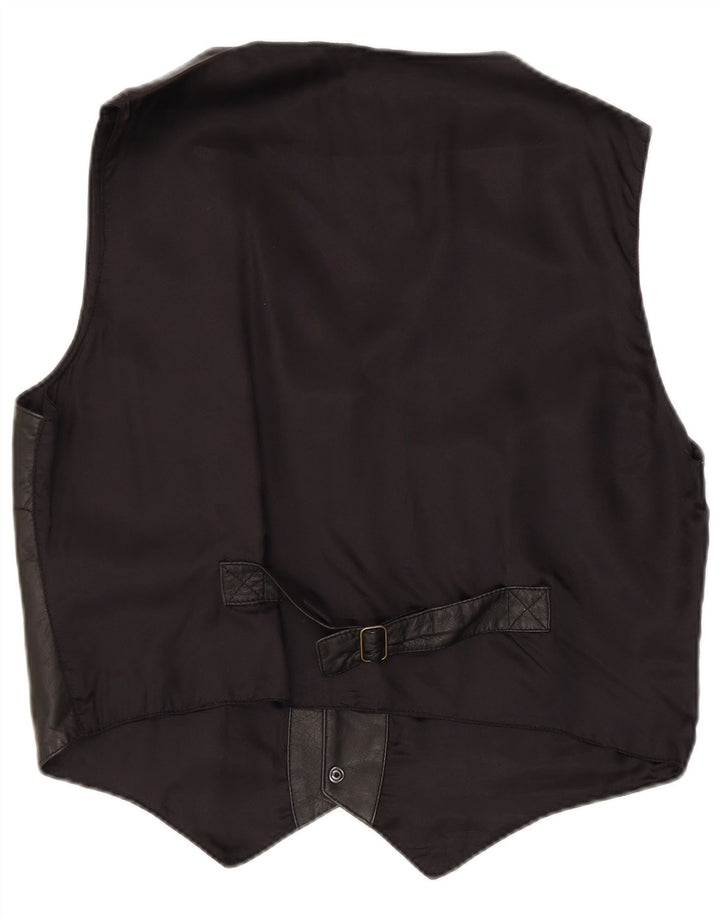 Gilet in pelle da uomo vintage IT 50 grande in pelle nera