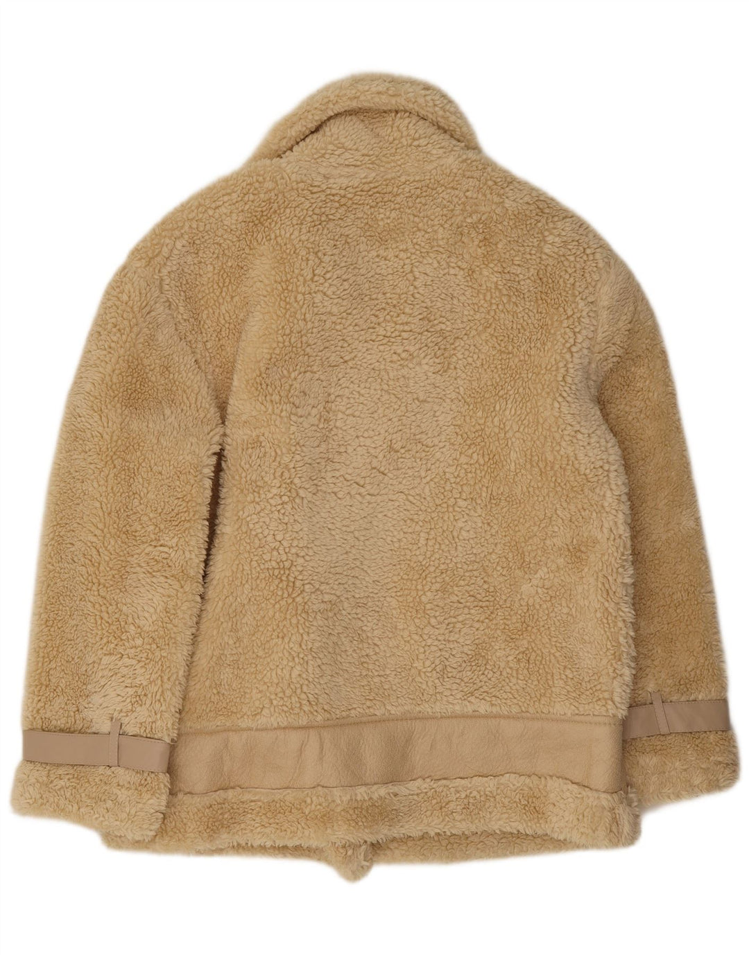 Giacca Sherpa da donna vintage UK 14 Poliestere beige medio