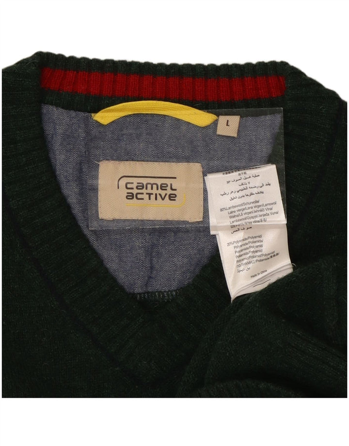 CAMEL ACTIVE Maglione da uomo con scollo a V grande in lana verde