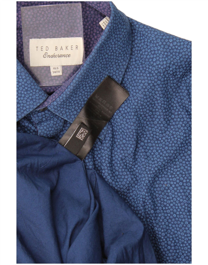Ted Baker Camicia da uomo con motivo astratto taglia 15 1/2 medio blu navy