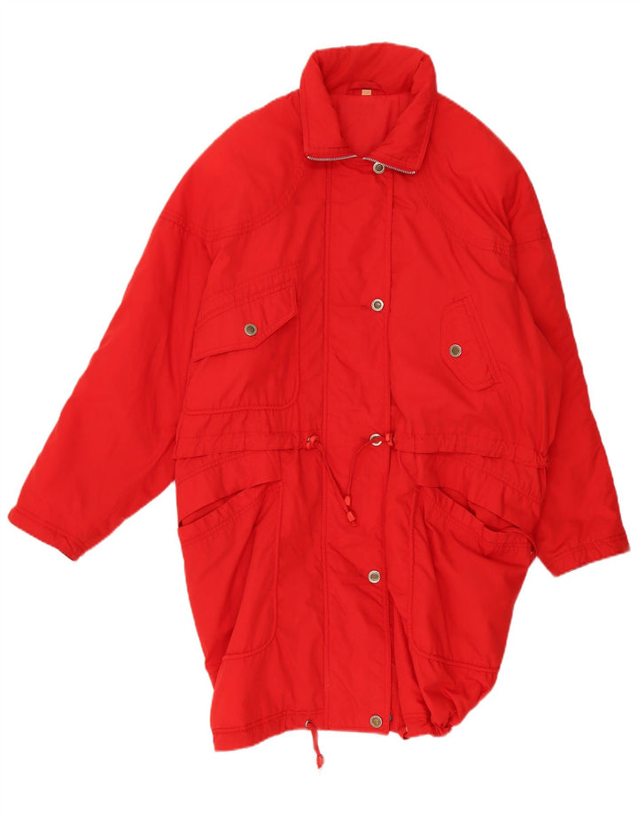 Cappotto imbottito da donna vintage UK 22 3XL poliestere rosso