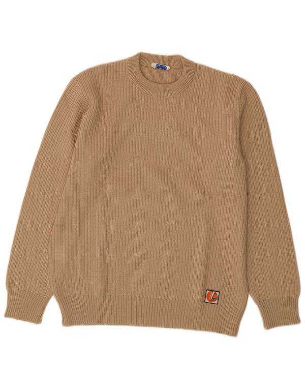 Maglione maglione girocollo da donna VINTAGE UK 16 grande lana beige