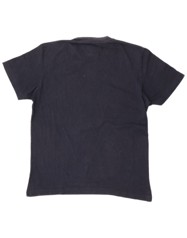 T-shirt grafica da uomo uniforme Top XL in cotone blu navy