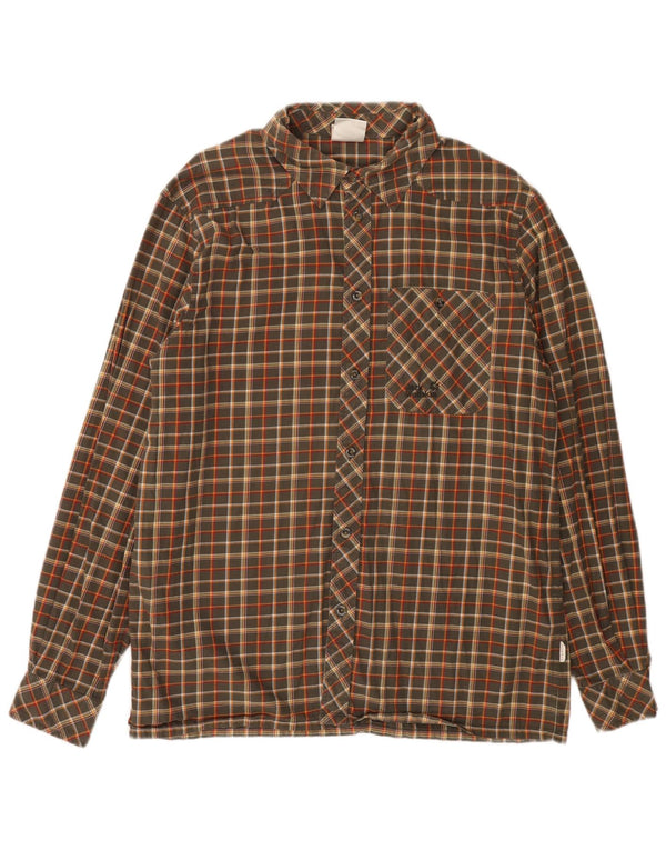 JACK WOLFSKIN Camicia in flanella da uomo UK 36/38 Cotone a quadri kaki medio