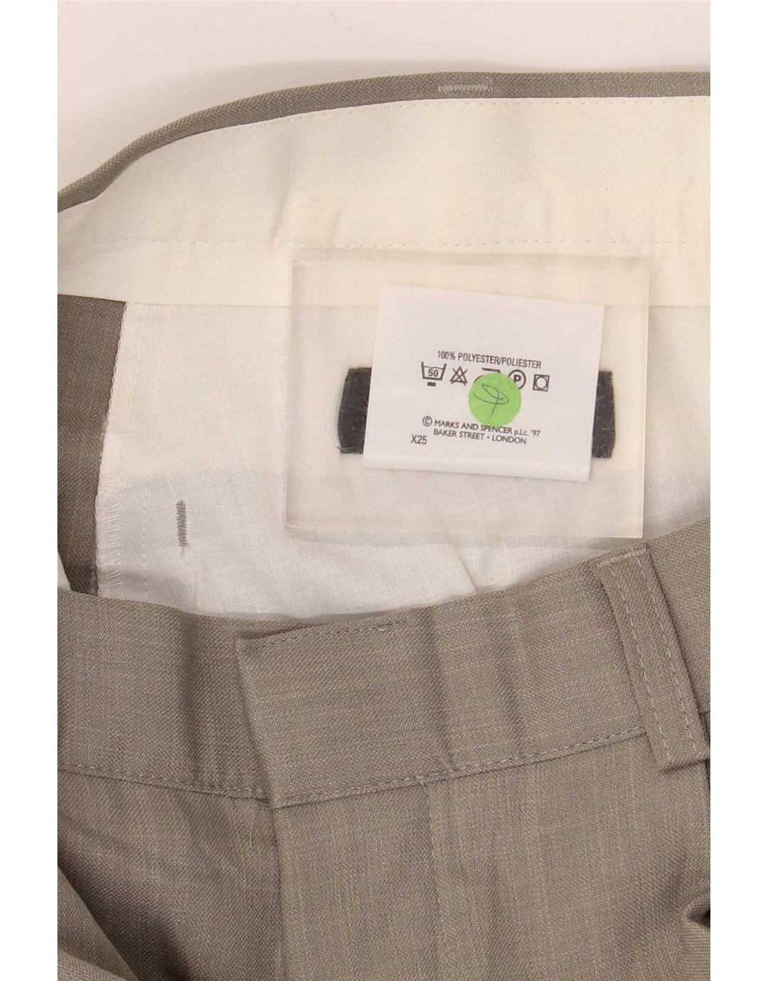 Pantaloni casual con pegging da uomo Marks & Spencer W34 L33 poliestere verde