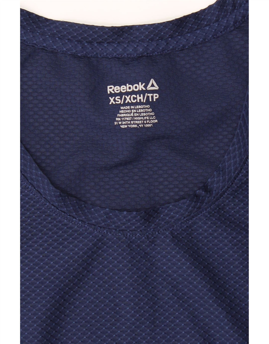 REEBOK Womens T-Shirt Top UK 6 XS Navy Blue Polyester Vintage Reebok and Second-Hand Reebok from Messina Hembry 