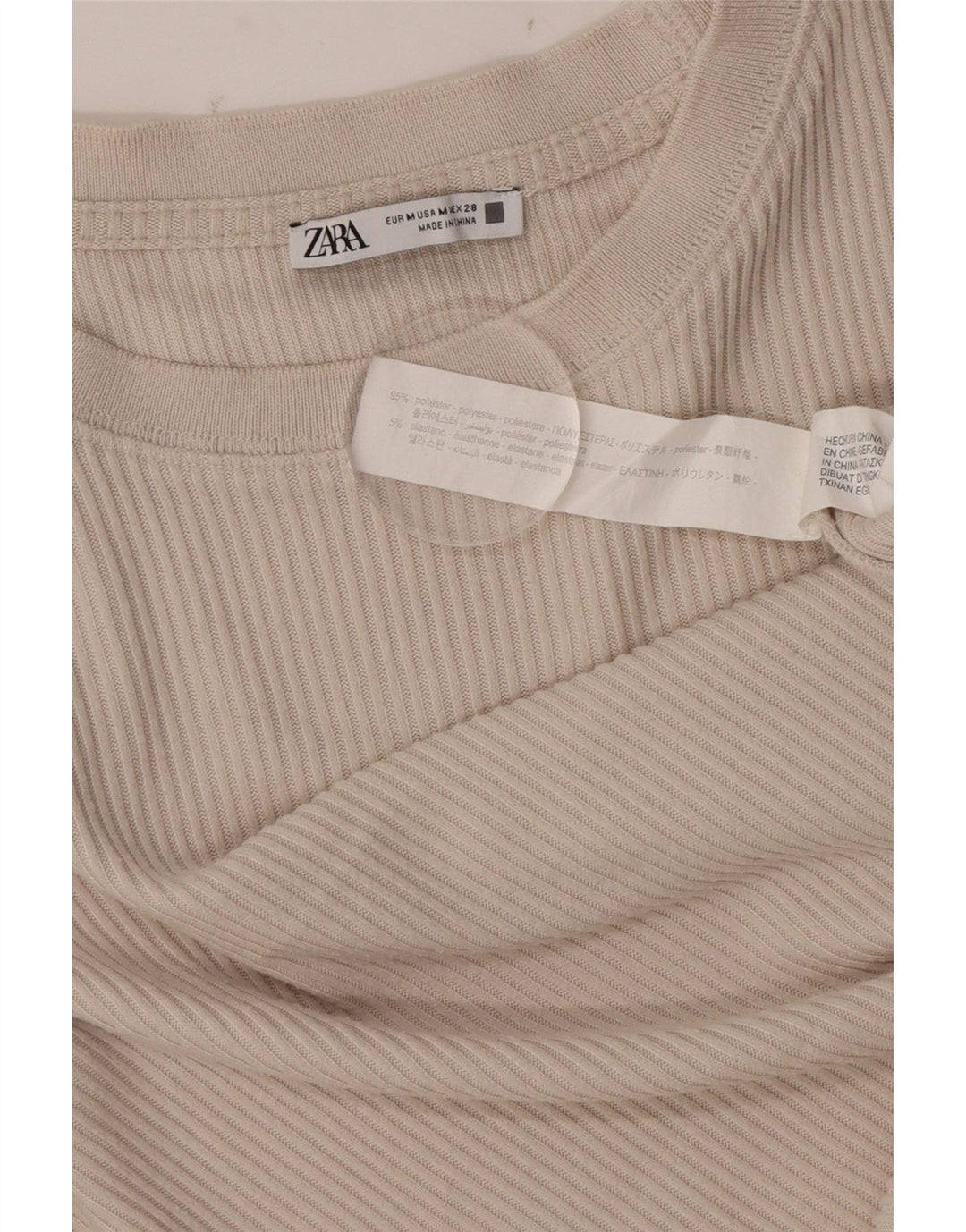Top Zara da donna a maniche lunghe standard UK 14 Poliestere beige medio