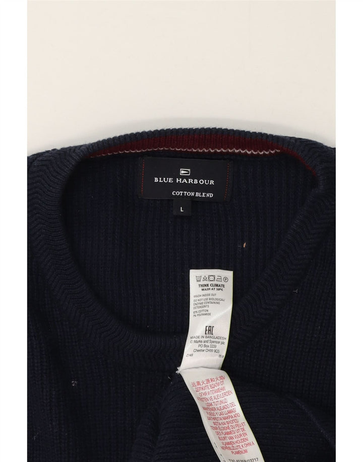 Maglione maglione girocollo da uomo Marks & Spencer blu Harbour grande blu navy