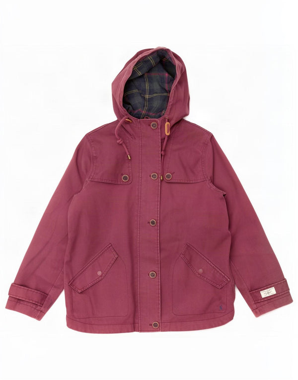 Joules Womens Hooded Windbreaker Jacket UK 14 Large Purple Cotton