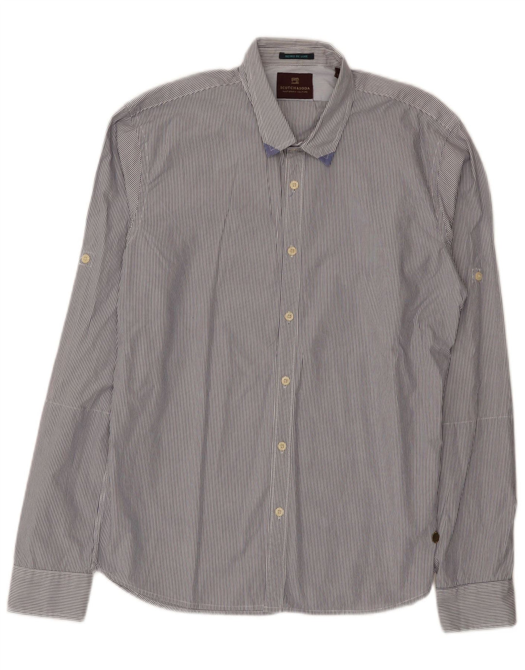 Camicia da uomo Scotch & Soda in cotone gessato medio blu navy