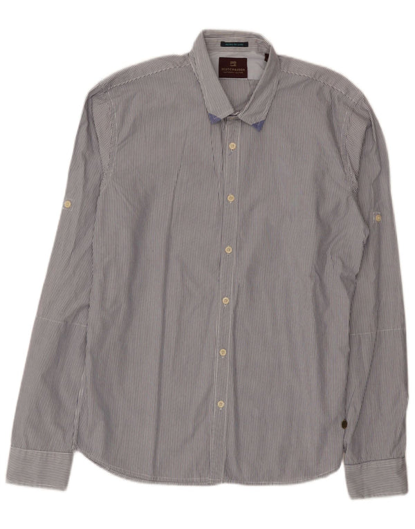 Camicia da uomo Scotch & Soda in cotone gessato medio blu navy