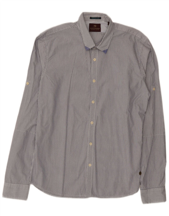 Camicia da uomo Scotch & Soda in cotone gessato medio blu navy