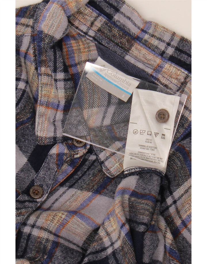 COLUMBIA Mens Flannel Shirt Small Grey Check Rayon Vintage Columbia and Second-Hand Columbia from Messina Hembry 