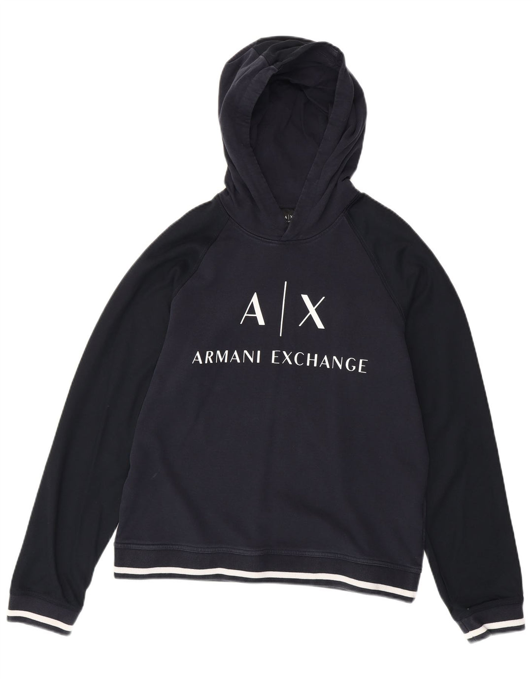 ARMANI EXCHANGE Felpa con cappuccio grafica da uomo, grande, in cotone blu navy