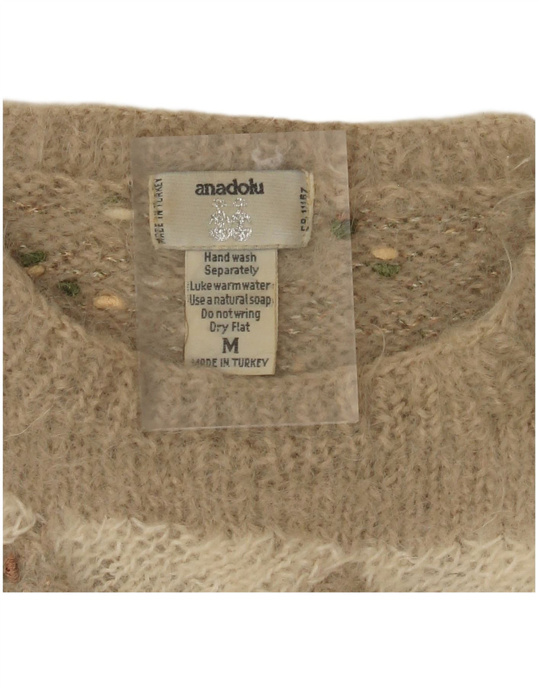 Maglione vintage da donna con scollo a barca UK 12 Argyle/diamante beige medio