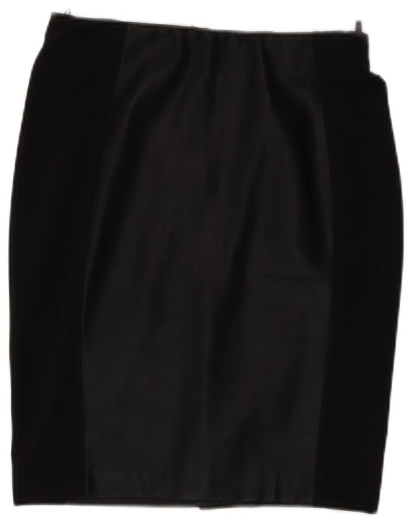 Gonna tubino da donna in ecopelle Benetton piccola W27 color block nero