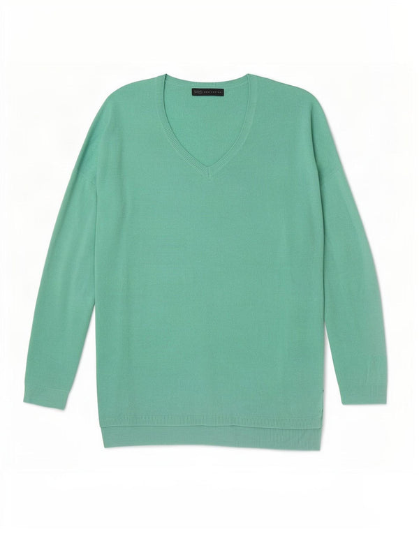 Maglione oversize con scollo a V da donna Marks & Spencer UK 10 piccolo verde