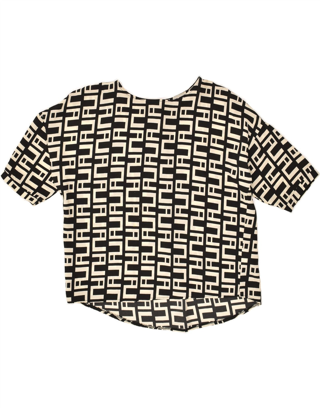 VINTAGE Womens Short Sleeve Blouse Top UK 16 Large Black Geometric Vintage Vintage and Second-Hand Vintage from Messina Hembry 