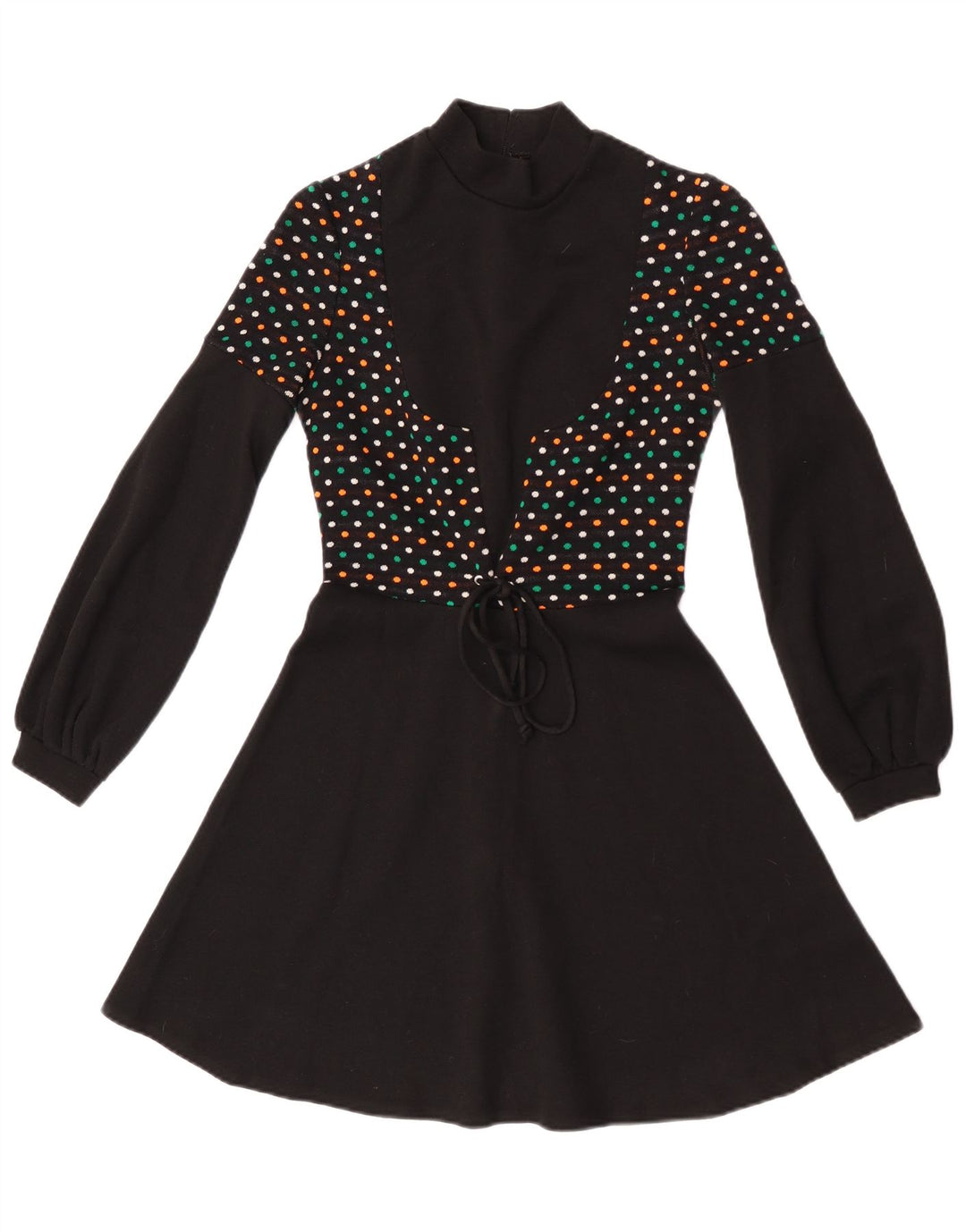 Abito maglione vintage da donna a maniche lunghe IT 44 medio nero maculato