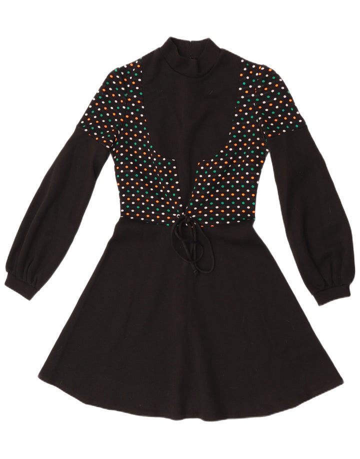 Abito maglione vintage da donna a maniche lunghe IT 44 medio nero maculato