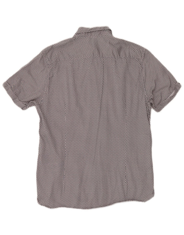 Ted Baker Camicia a maniche corte da uomo Taglia 4 Large Blu Navy in cotone geometrico