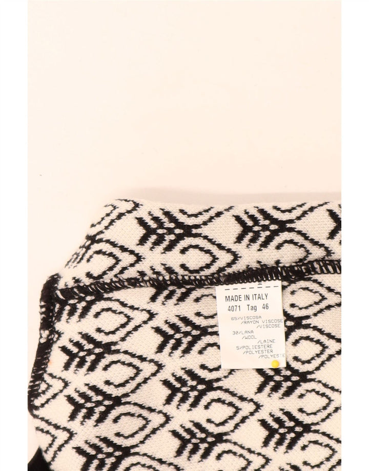 STIZZOLI Maglia Cardigan Donna Lunga IT 46 Large Bianco Geometrico