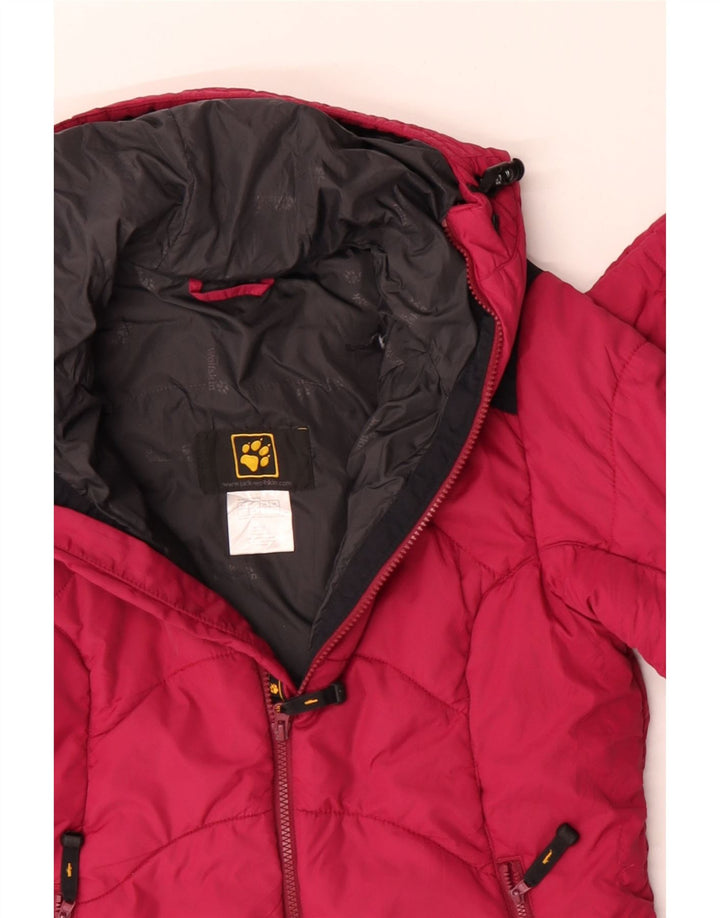 JACK WOLFSKIN Giacca imbottita con cappuccio da donna UK 10 Small Pink Colourblock