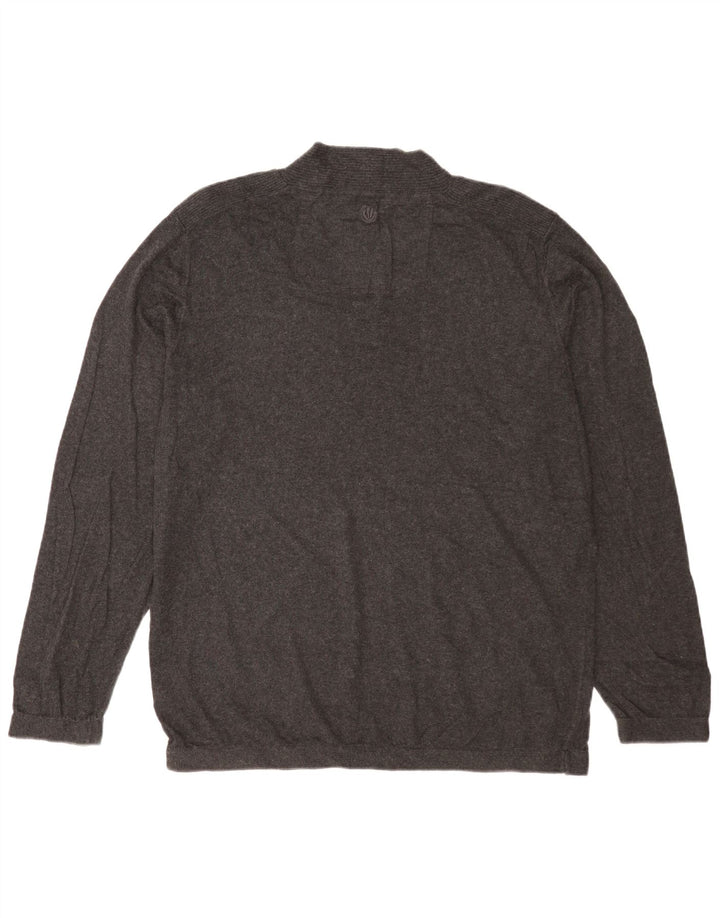 Maglione da uomo con collo abbottonato Fat Face XL in cotone grigio