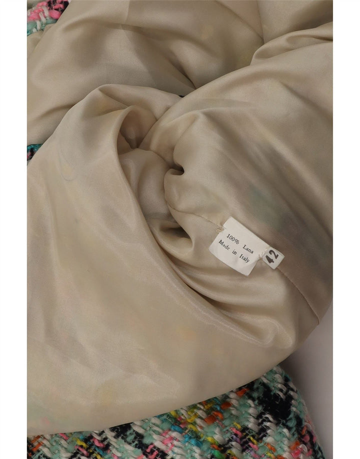 Giacca blazer da donna a 4 bottoni VINTAGE IT 42 pied de poule turchese medio