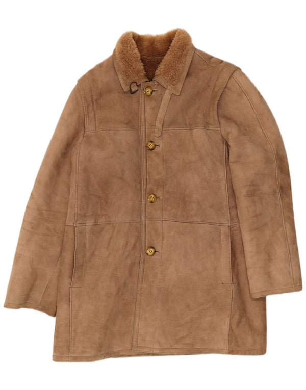 Giubbotto in shearling vintage da uomo IT 54 2XL Marrone