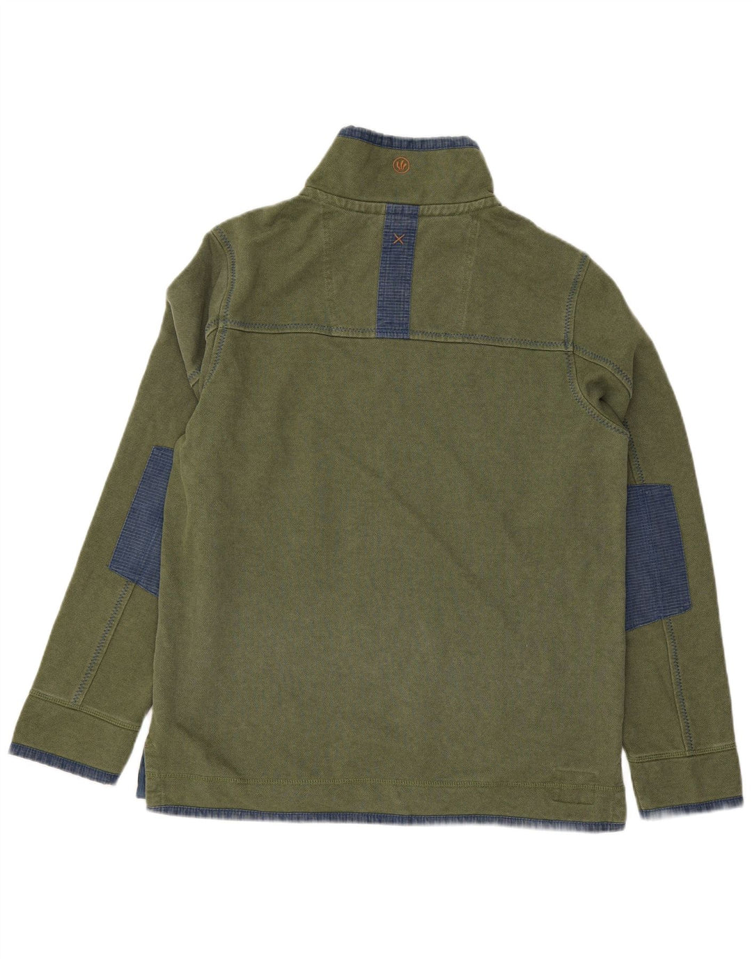 Felpa da uomo con collo con zip Fat Face Maglione in cotone color block verde medio