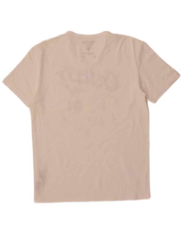 Guess T-shirt grafica da donna Top UK 14 Large in cotone bianco