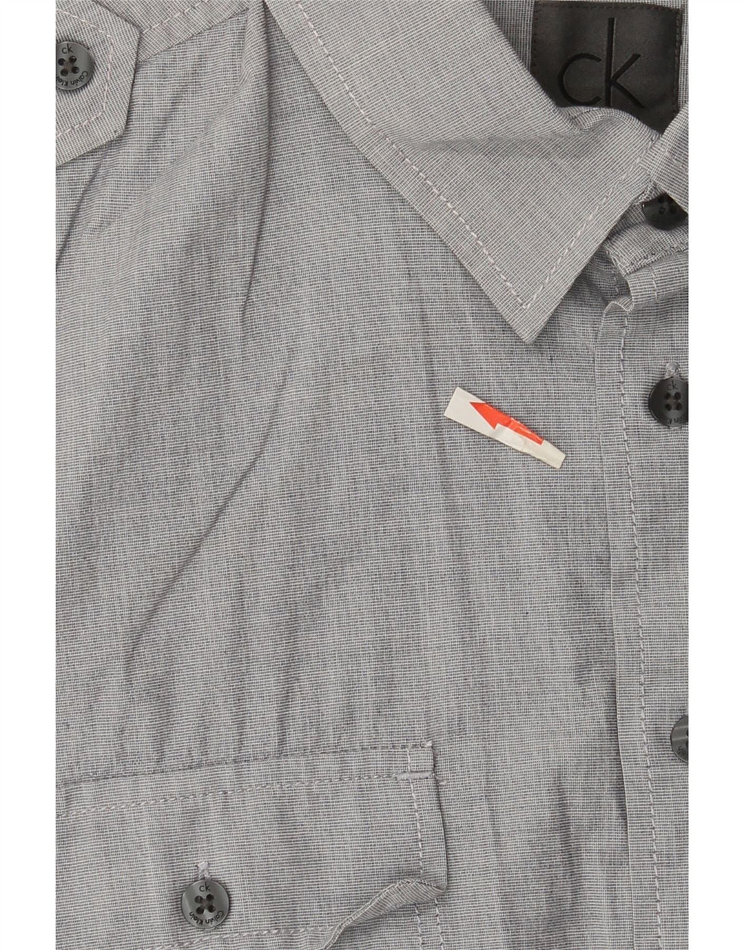 Camicia militare a maniche corte da uomo Calvin Klein in cotone grigio medio