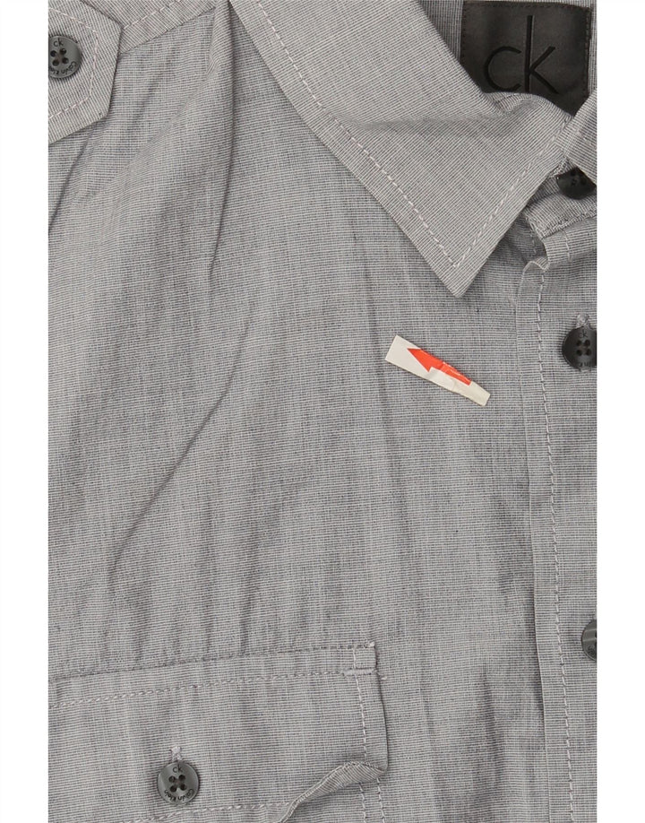 Camicia militare a maniche corte da uomo Calvin Klein in cotone grigio medio