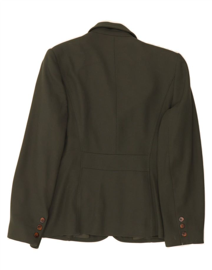 DEBENHAMS Womens 5 Button Blazer Jacket UK 12 Medium Green Polyester Vintage Debenhams and Second-Hand Debenhams from Messina Hembry 