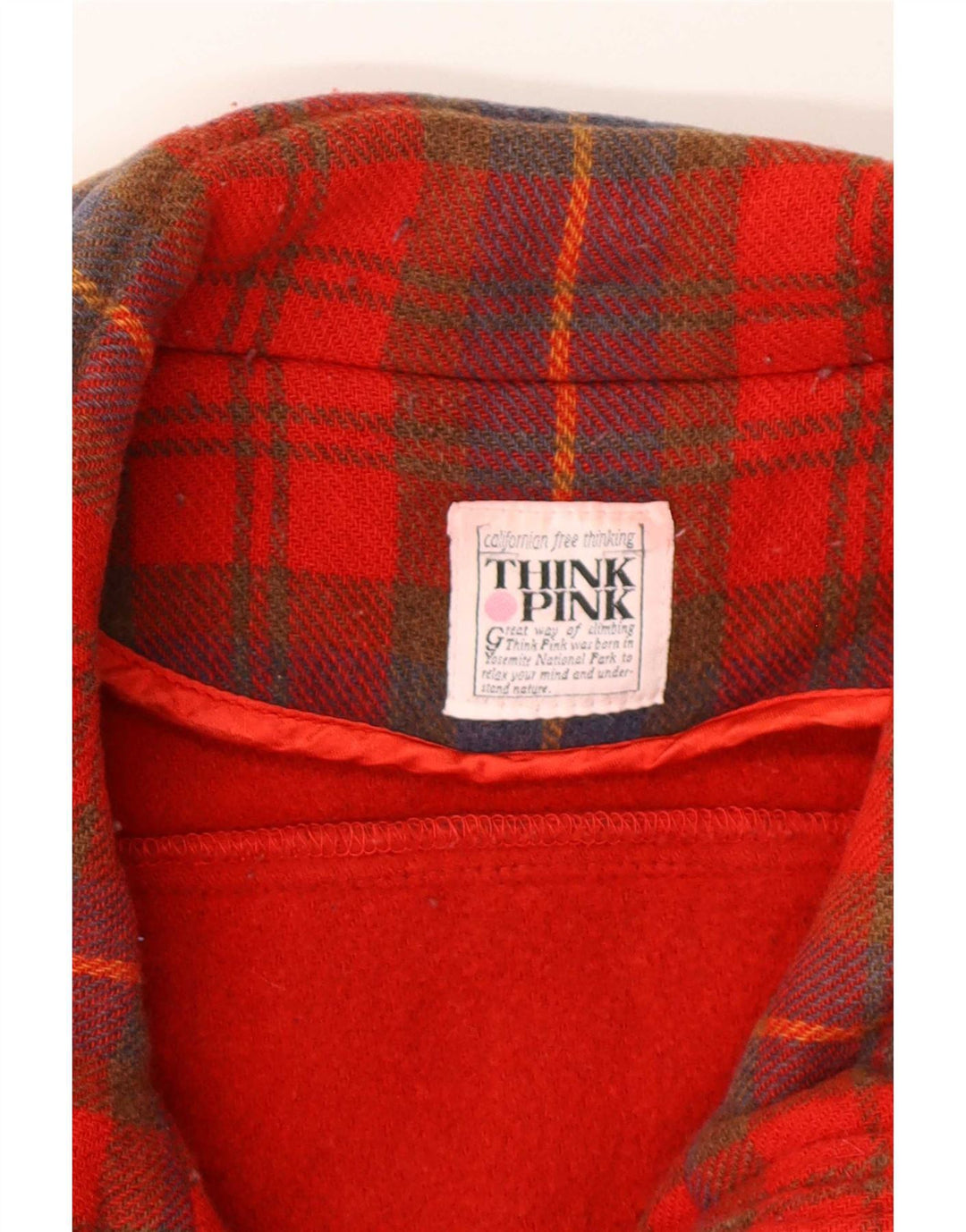 Cappotto giacca a vento da uomo Think Pink IT 48 Lana a quadri rossi medi