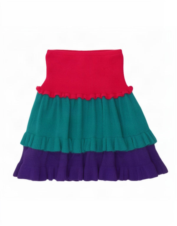 Gonna a strati in maglia da donna Blumarine W26 piccola in lana color block multicolore