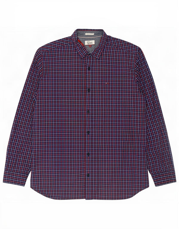Camicia da uomo Regular Fit Tommy Hilfiger XL blu navy a quadri in cotone
