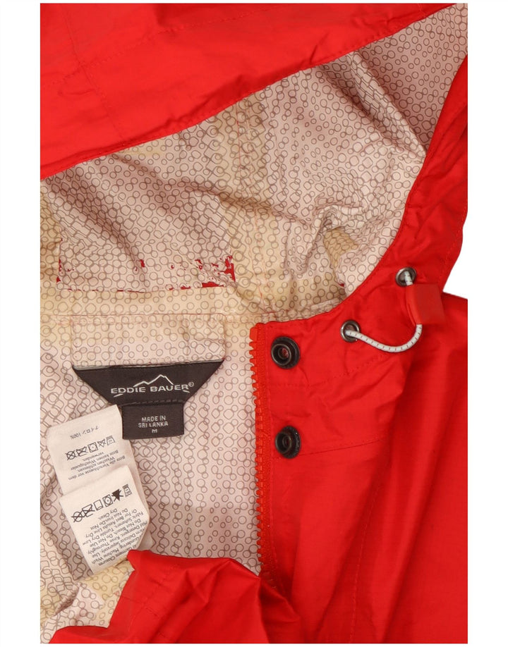 Impermeabile con cappuccio da donna Eddie Bauer UK 14 nylon rosso medio