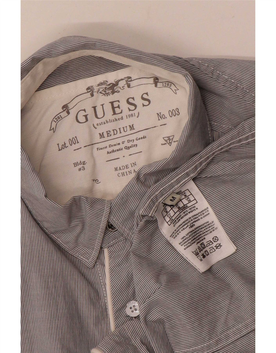 Camicia Guess Uomo Cotone Rigato Grigio Medio