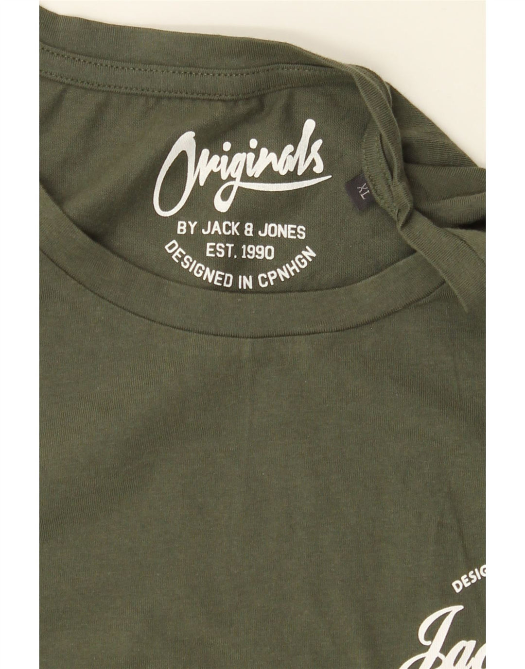 JACK & JONES Mens T-Shirt Top XL Khaki Cotton Vintage Jack & Jones and Second-Hand Jack & Jones from Messina Hembry 