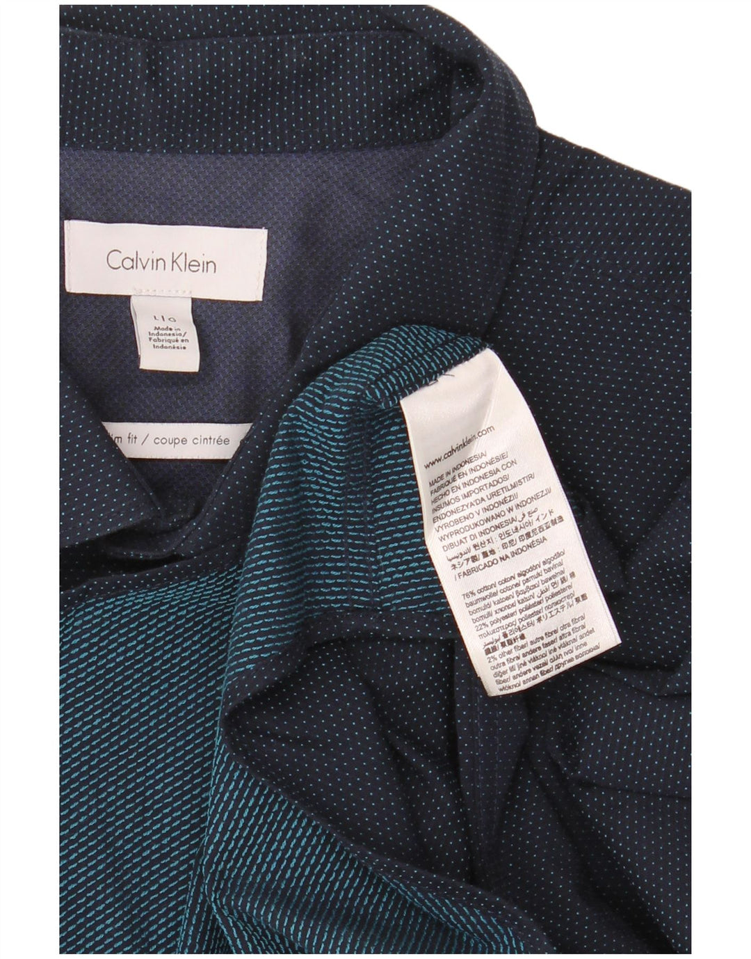 CALVIN KLEIN Camicia slim fit da uomo grande in cotone maculato blu navy