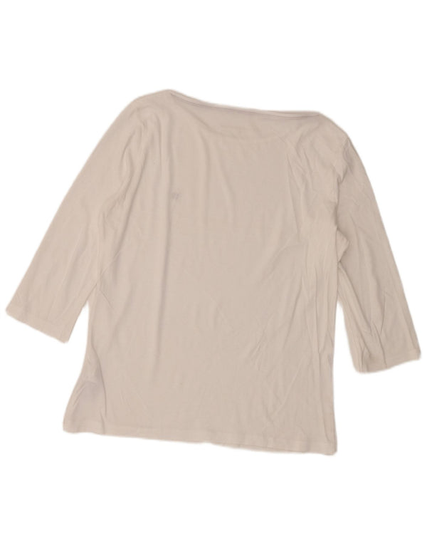 Tommy Hilfiger Top da donna manica 3/4 UK 14 cotone bianco medio