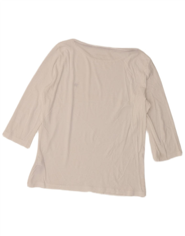 Tommy Hilfiger Top da donna manica 3/4 UK 14 cotone bianco medio