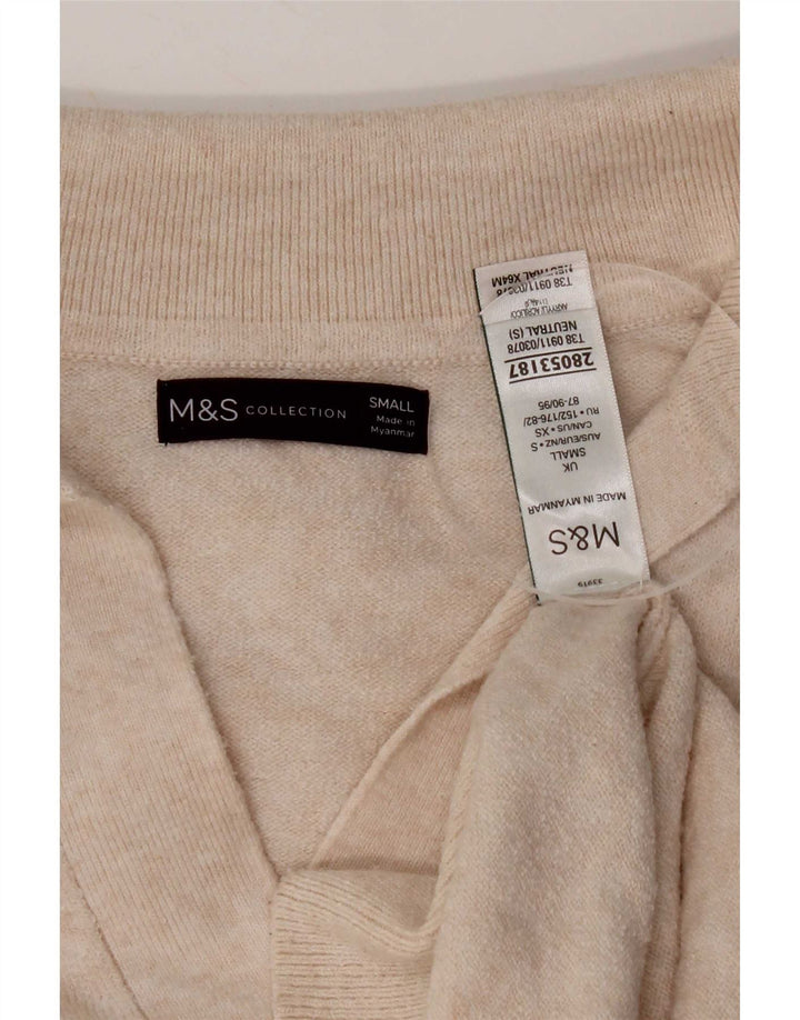 Maglione maglione collo alto da donna Marks & Spencer UK 10 piccolo poliestere beige